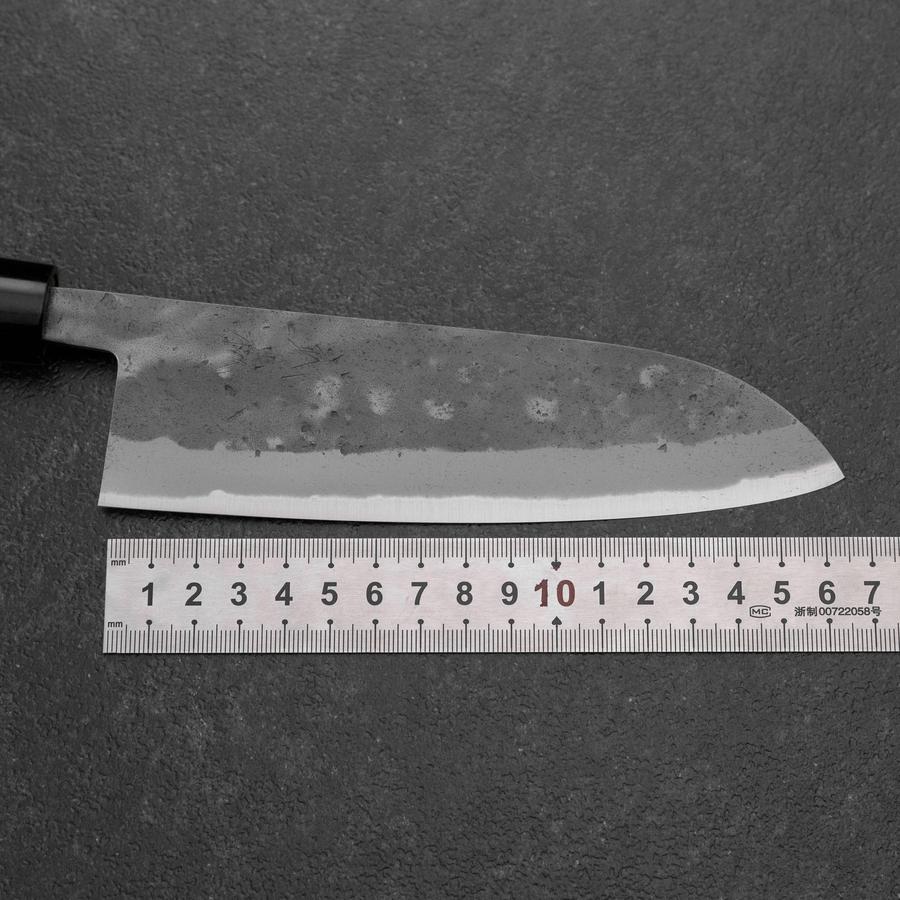Santoku Blue Steel #2 Nashiji Stainless Yew Handle 165mm-[Musashi]-[Japanese-Kitchen-Knives]