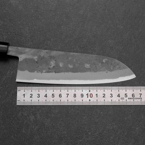 Santoku Blue Steel #2 Nashiji Stainless Yew Handle 165mm-[Musashi]-[Japanese-Kitchen-Knives]