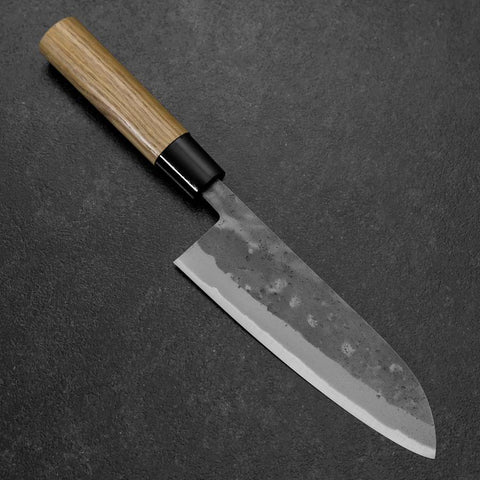Santoku Blue Steel #2 Nashiji Stainless Yew Handle 165mm-[Musashi]-[Japanese-Kitchen-Knives]