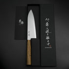 Santoku Blue Steel #2 Polished Olive Handle 170mm (6.7”)-[Musashi]-[Japanese-Kitchen-Knives]