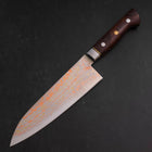 Santoku Blue Steel #2 Stainless Clad Colored Damascus Western Ironwood Handle 180mm (7”)-[Musashi]-[Japanese-Kitchen-Knives]