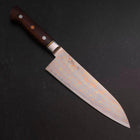 Santoku Blue Steel #2 Stainless Clad Colored Damascus Western Ironwood Handle 180mm (7”)-[Musashi]-[Japanese-Kitchen-Knives]