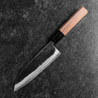 Santoku Blue Steel #2 Stainless Clad Kurouchi Buffalo Walnut Handle 165mm-[Musashi]-[Japanese-Kitchen-Knives]
