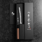 Santoku Blue Steel #2 Stainless Clad Kurouchi Buffalo Walnut Handle 165mm-[Musashi]-[Japanese-Kitchen-Knives]