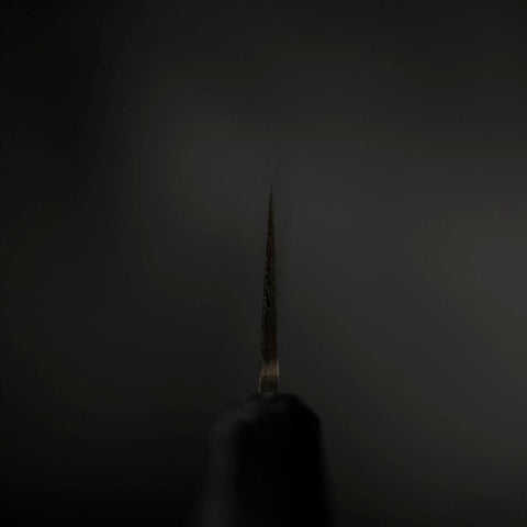 Santoku Blue Steel #2 Stainless Clad Nashiji Dark Blue Urushi Handle 165mm-[Musashi]-[Japanese-Kitchen-Knives]