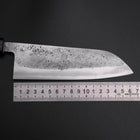 Santoku Blue Steel #2 Stainless Clad Nashiji Dark Blue Urushi Handle 165mm-[Musashi]-[Japanese-Kitchen-Knives]