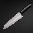 Santoku Blue Steel #2 Stainless Clad Tsuchime Western Handle Black 165mm-[Musashi]-[Japanese-Kitchen-Knives]