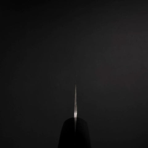 Santoku Blue Steel #2 Stainless Clad Tsuchime Western Handle Black 165mm-[Musashi]-[Japanese-Kitchen-Knives]