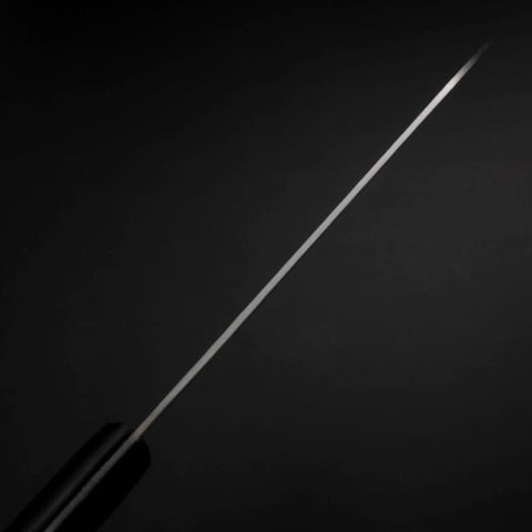 Santoku Blue Steel #2 Stainless Clad Tsuchime Western Handle Black 165mm-[Musashi]-[Japanese-Kitchen-Knives]