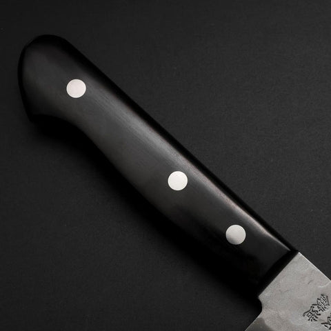 Santoku Blue Steel #2 Stainless Clad Tsuchime Western Handle Black 165mm-[Musashi]-[Japanese-Kitchen-Knives]