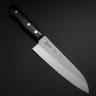 Santoku Blue Steel #2 Stainless Clad Tsuchime Western Handle Black 165mm-[Musashi]-[Japanese-Kitchen-Knives]