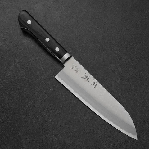 Santoku Blue Steel #2 Stainless Clad Western Handle 165mm-[Musashi]-[Japanese-Kitchen-Knives]