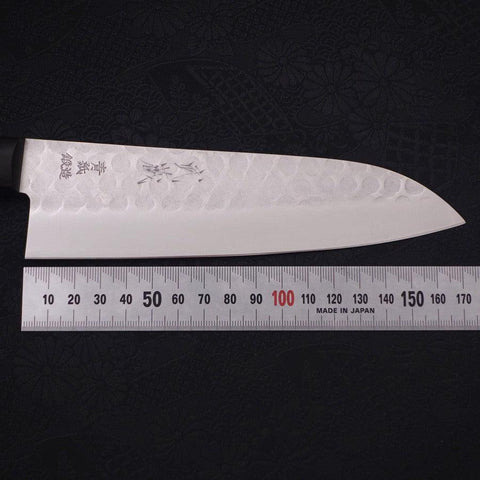 Santoku Blue Steel #2 Tsuchime Stainless Clad Western Handle 170mm (6.7”)-[Musashi]-[Japanese-Kitchen-Knives]