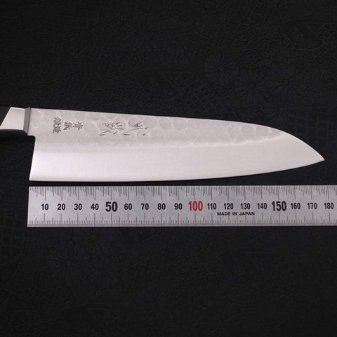 Santoku Blue Steel #2 Tsuchime Stainless Clad Western Handle 180mm (7”)-[Musashi]-[Japanese-Kitchen-Knives]