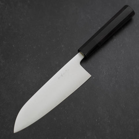 Santoku Blue Super Polished Buffalo Ebony Handle 165mm (6.5”)-[Musashi]-[Japanese-Kitchen-Knives]