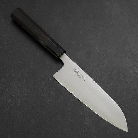 Santoku Blue Super Polished Buffalo Ebony Handle 165mm (6.5”)-[Musashi]-[Japanese-Kitchen-Knives]