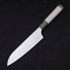 Santoku Blue Super Polished Maple Green Handle 180mm (7”)-[Musashi]-[Japanese-Kitchen-Knives]