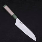 Santoku Blue Super Polished Maple Green Handle 180mm (7”)-[Musashi]-[Japanese-Kitchen-Knives]