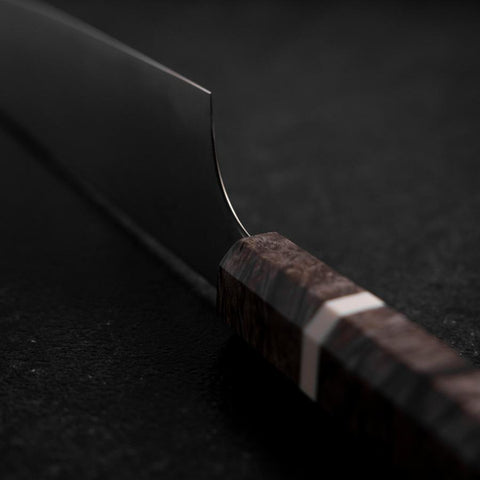 Santoku Blue Super Polished Maple Handle 180mm (7”)-[Musashi]-[Japanese-Kitchen-Knives]