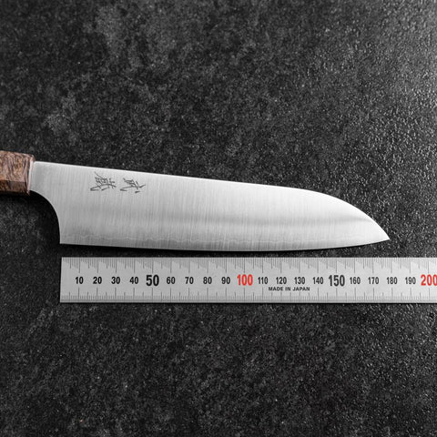 Santoku Blue Super Polished Maple Handle 180mm (7”)-[Musashi]-[Japanese-Kitchen-Knives]