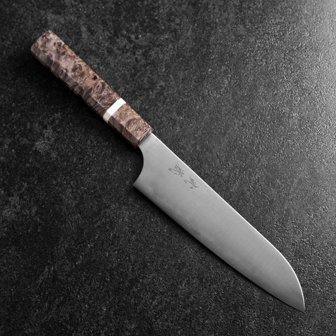Santoku Blue Super Polished Maple Handle 180mm-[Musashi]-[Japanese-Kitchen-Knives]