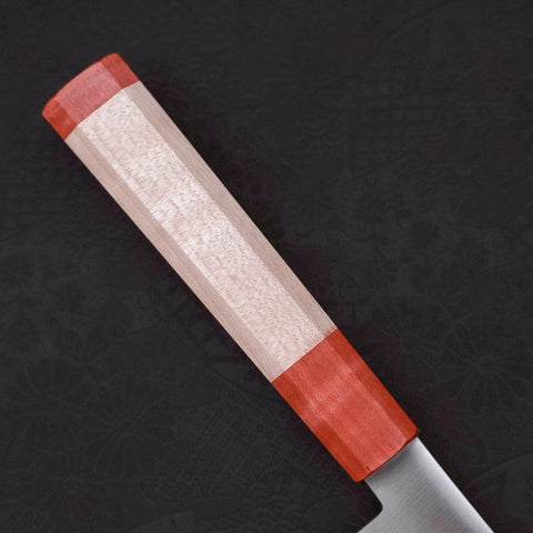 Santoku Blue Super Polished Maple Red Handle 180mm (7”)-[Musashi]-[Japanese-Kitchen-Knives]