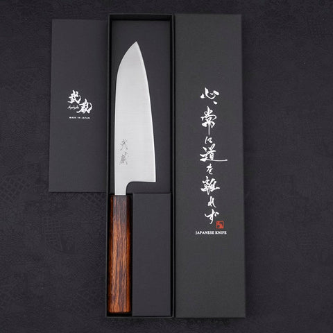 Santoku Blue Super Polished Sumi Urushi Handle 165mm (6.5”)-[Musashi]-[Japanese-Kitchen-Knives]