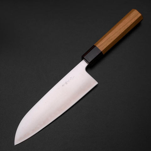 Santoku Blue Super Polished Zelkova Handle 165mm (6.5”)-[Musashi]-[Japanese-Kitchen-Knives]