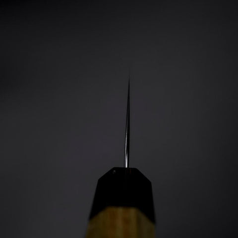 Santoku Blue Super Polished Zelkova Handle 165mm-[Musashi]-[Japanese-Kitchen-Knives]