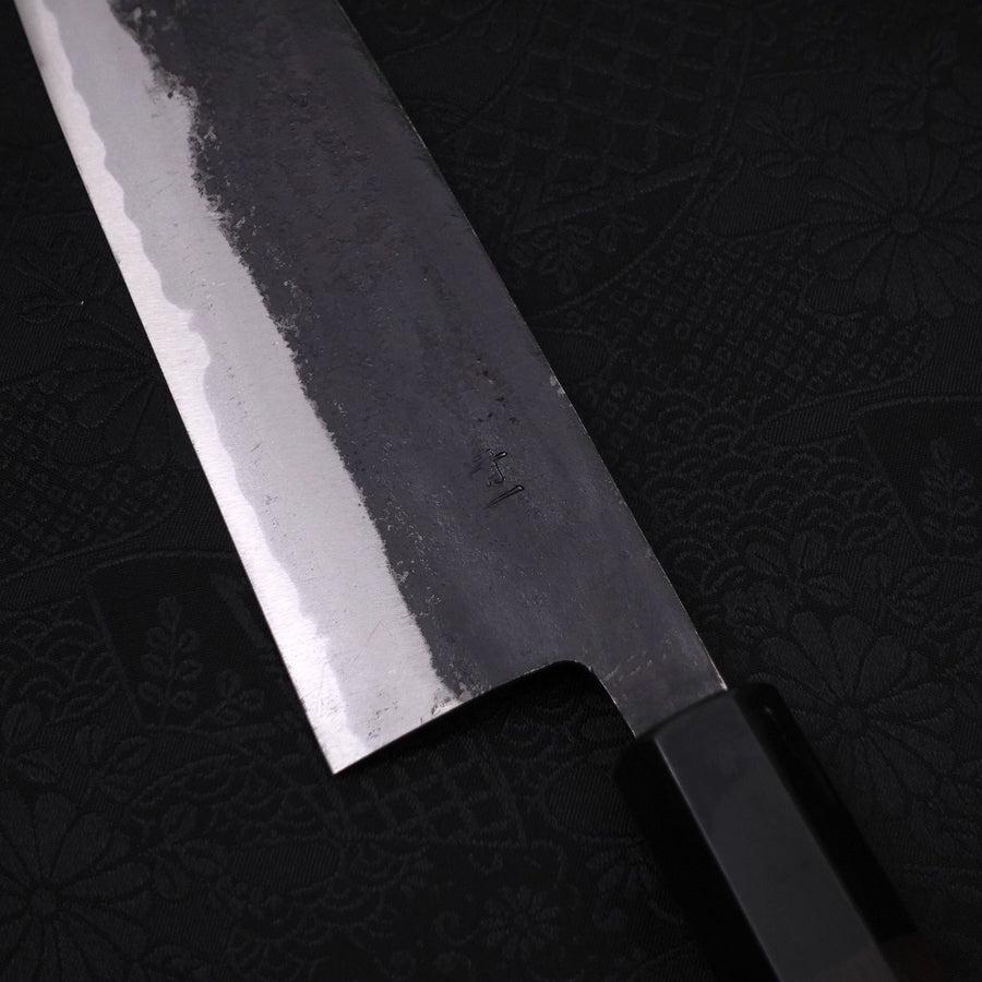 Santoku Blue steel #1 Kurouchi Buffalo Ebony Handle 165mm-Blue steel #1-Kurouchi-Japanese Handle-[Musashi]-[Japanese-Kitchen-Knives]