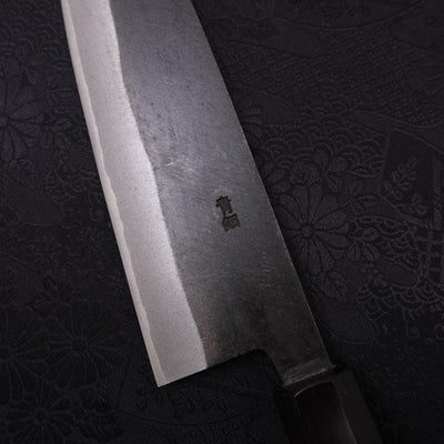 Santoku Blue steel #2 Hon-Kurouchi Buffalo Ebony Handle 170mm-Blue steel #2-Kurouchi-Japanese Handle-[Musashi]-[Japanese-Kitchen-Knives]