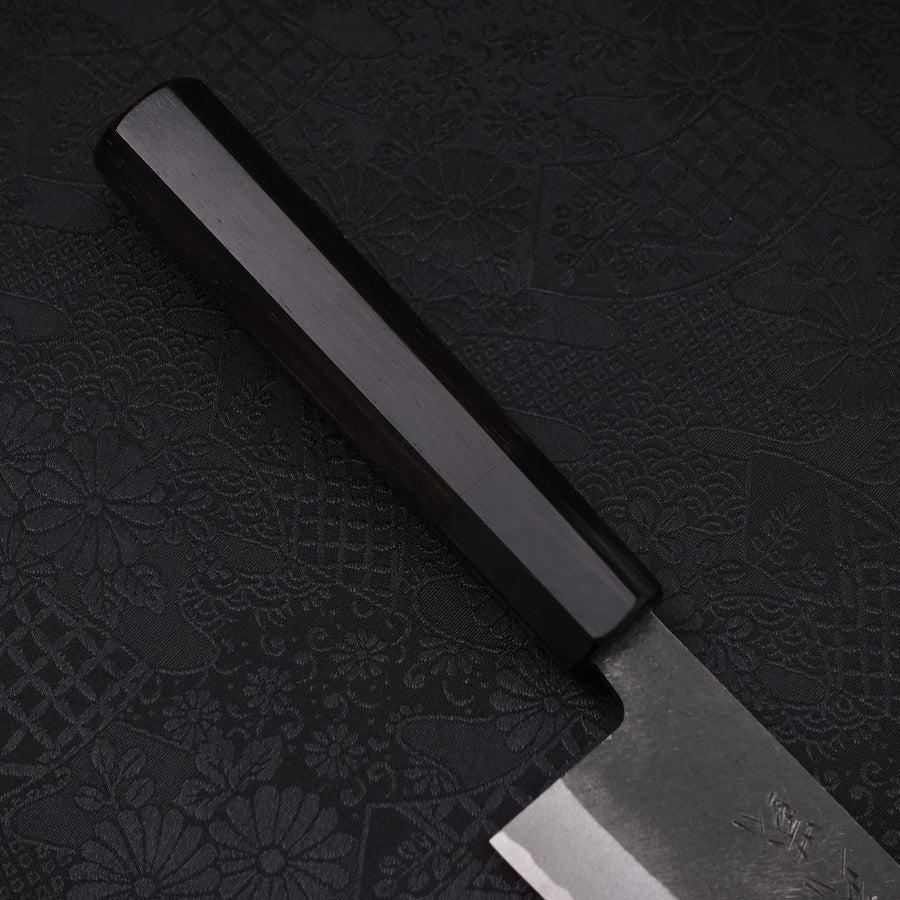 Santoku Blue steel #2 Hon-Kurouchi Buffalo Ebony Handle 170mm-Blue steel #2-Kurouchi-Japanese Handle-[Musashi]-[Japanese-Kitchen-Knives]
