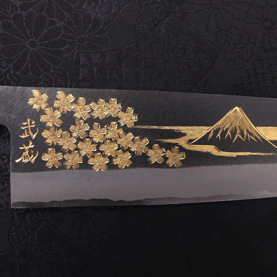三徳 青紙2号 黒打 桜-富士山 黒檀水牛柄 170mm – MUSASHI