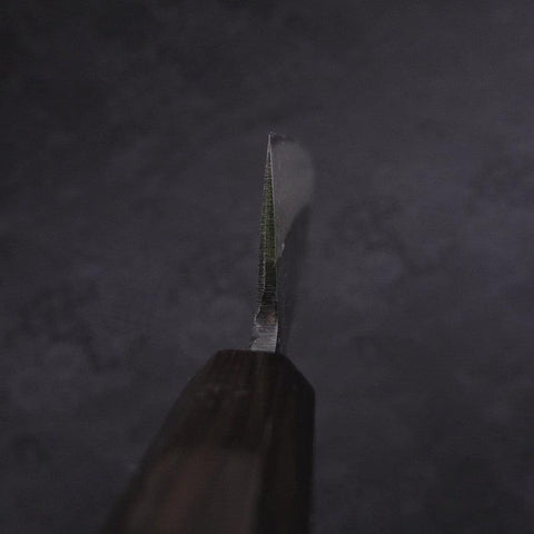 Santoku Blue Steel #2 Kurouchi Damascus Buffalo Ebony Handle 165mm-[Musashi]-[Japanese-Kitchen-Knives]