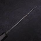 Santoku Blue Steel #2 Kurouchi Damascus Buffalo Ebony Handle 165mm-[Musashi]-[Japanese-Kitchen-Knives]
