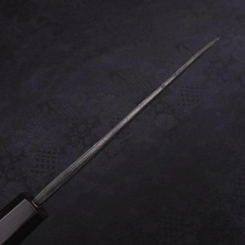 Santoku Blue Steel #2 Kurouchi Damascus Buffalo Ebony Handle 165mm-[Musashi]-[Japanese-Kitchen-Knives]