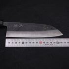 Santoku Blue Steel #2 Kurouchi Damascus Buffalo Ebony Handle 165mm-[Musashi]-[Japanese-Kitchen-Knives]