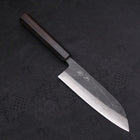 Santoku Blue Steel #2 Kurouchi Damascus Buffalo Ebony Handle 165mm-[Musashi]-[Japanese-Kitchen-Knives]