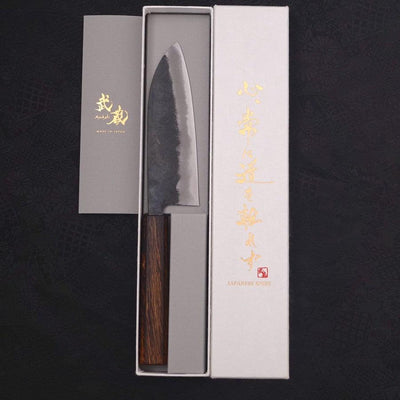 Santoku Blue steel #2 Kurouchi Sumi Urushi Handle 135mm-Blue steel #2-Kurouchi-Japanese Handle-[Musashi]-[Japanese-Kitchen-Knives]
