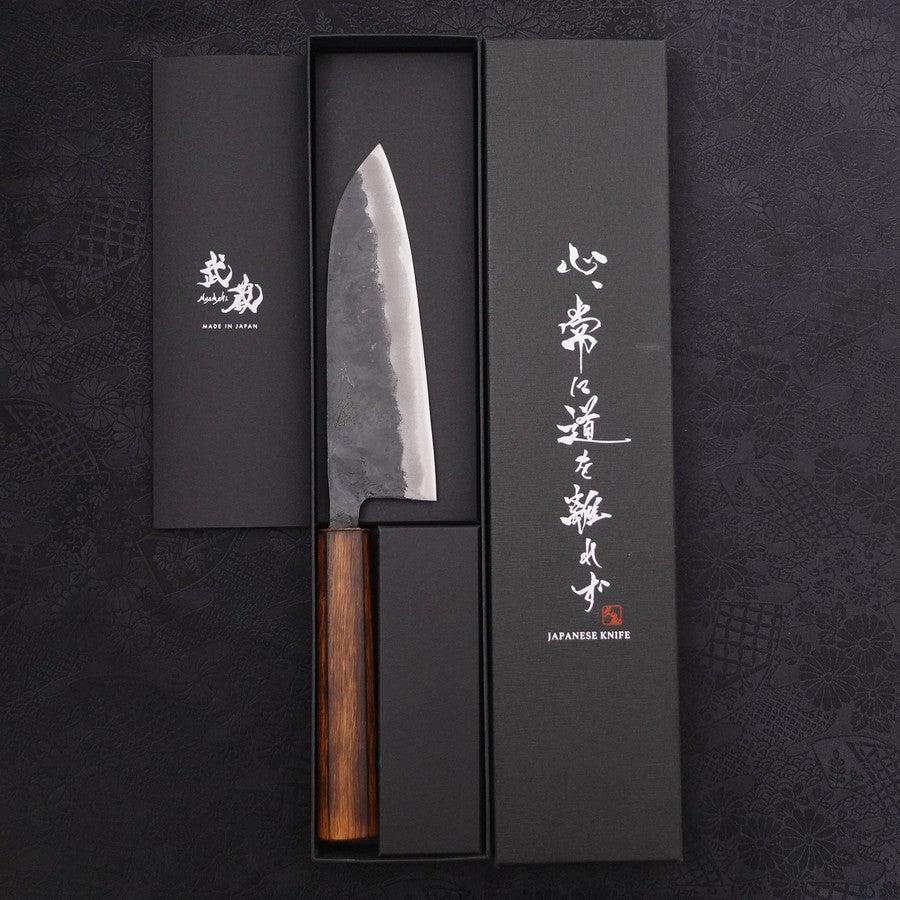 Santoku Blue steel #2 Kurouchi Sumi Urushi Handle 150mm-Blue steel #2-Kurouchi-Japanese Handle-[Musashi]-[Japanese-Kitchen-Knives]
