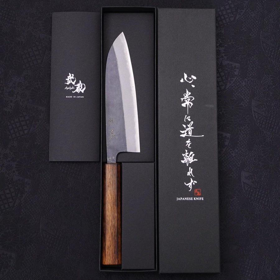 Santoku Blue steel #2 Kurouchi Sumi Urushi Handle 165mm-Blue steel #2-Kurouchi-Japanese Handle-[Musashi]-[Japanese-Kitchen-Knives]