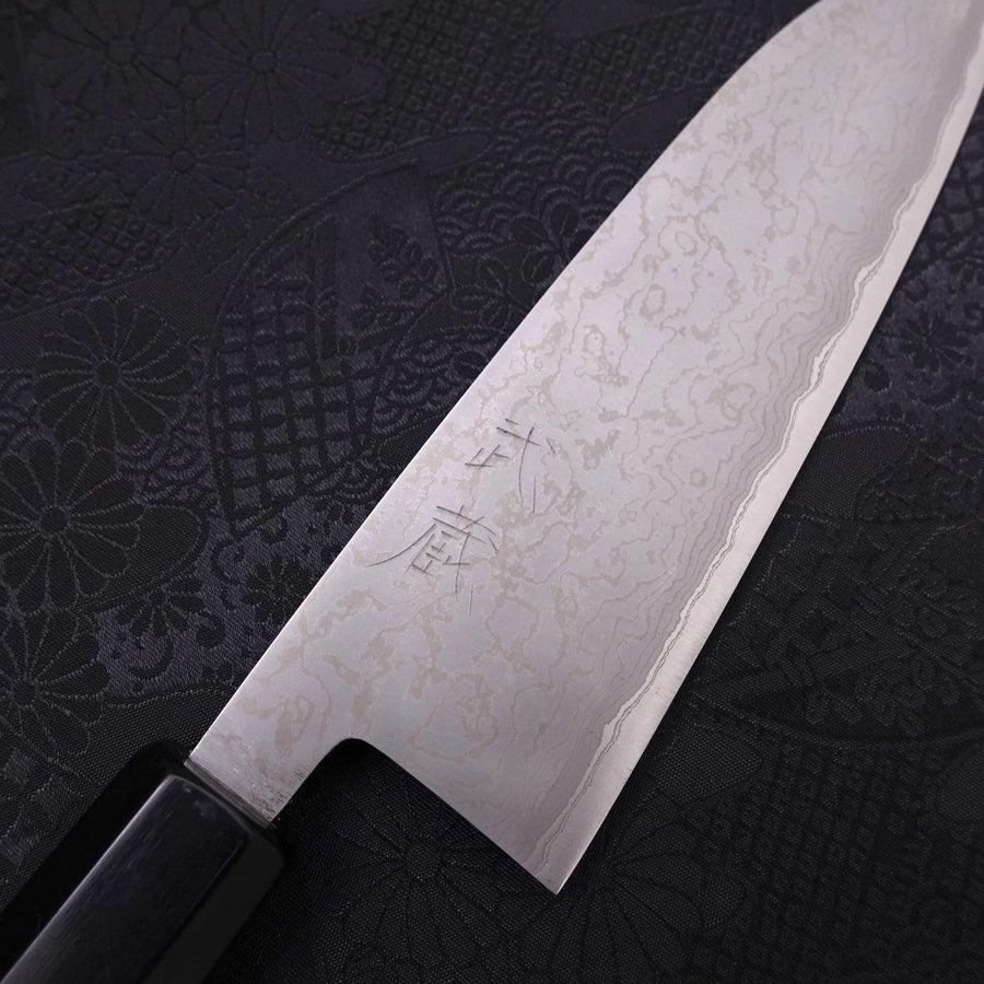 Santoku Blue steel #2 Nickel Damascus Buffalo Ebony Handle 165mm-Blue steel #2-Damascus-Japanese Handle-[Musashi]-[Japanese-Kitchen-Knives]
