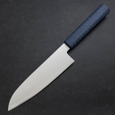 Santoku Chromax Polished Blue Urushi Handle 170mm (6.7”)-[Musashi]-[Japanese-Kitchen-Knives]