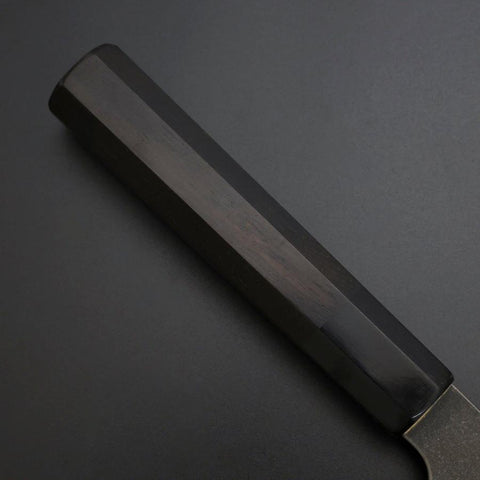 Santoku Cobalt Stainless HRC62 Kurouchi Damascus Buffalo Ebony Handle 165mm (6.5”)-[Musashi]-[Japanese-Kitchen-Knives]