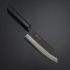 Santoku Cobalt Stainless HRC62 Kurouchi Damascus Buffalo Ebony Handle 165mm (6.5”)-[Musashi]-[Japanese-Kitchen-Knives]
