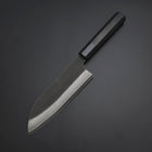 Santoku Cobalt Stainless HRC62 Kurouchi Damascus Buffalo Ebony Handle 165mm-[Musashi]-[Japanese-Kitchen-Knives]