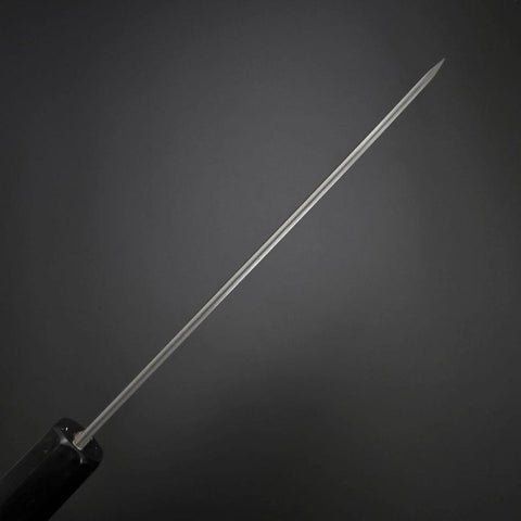 Santoku Cobalt Stainless HRC62 Kurouchi Damascus Buffalo Ebony Handle 165mm-[Musashi]-[Japanese-Kitchen-Knives]