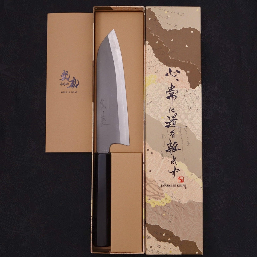 Santoku HAP-40 High Speed Tool Steel Buffalo Ebony Handle 170mm-Polished-HAP-40-Japanese Handle-[Musashi]-[Japanese-Kitchen-Knives]