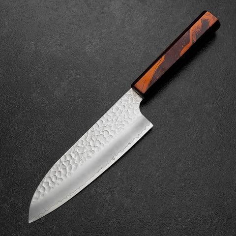 Santoku HAP-40 Tsuchime Red Urushi Handle 180mm-[Musashi]-[Japanese-Kitchen-Knives]
