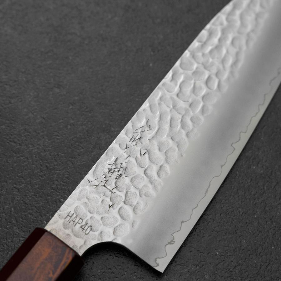 Santoku HAP-40 Tsuchime Red Urushi Handle 180mm-[Musashi]-[Japanese-Kitchen-Knives]